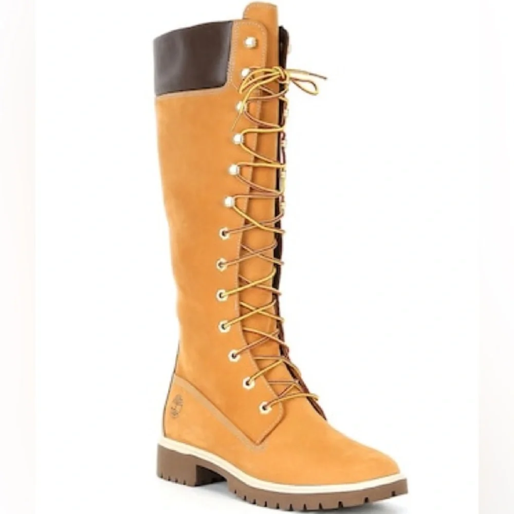 Timberland Tan and Brown Tall Lace-Up Boots - Picture 6 of 10